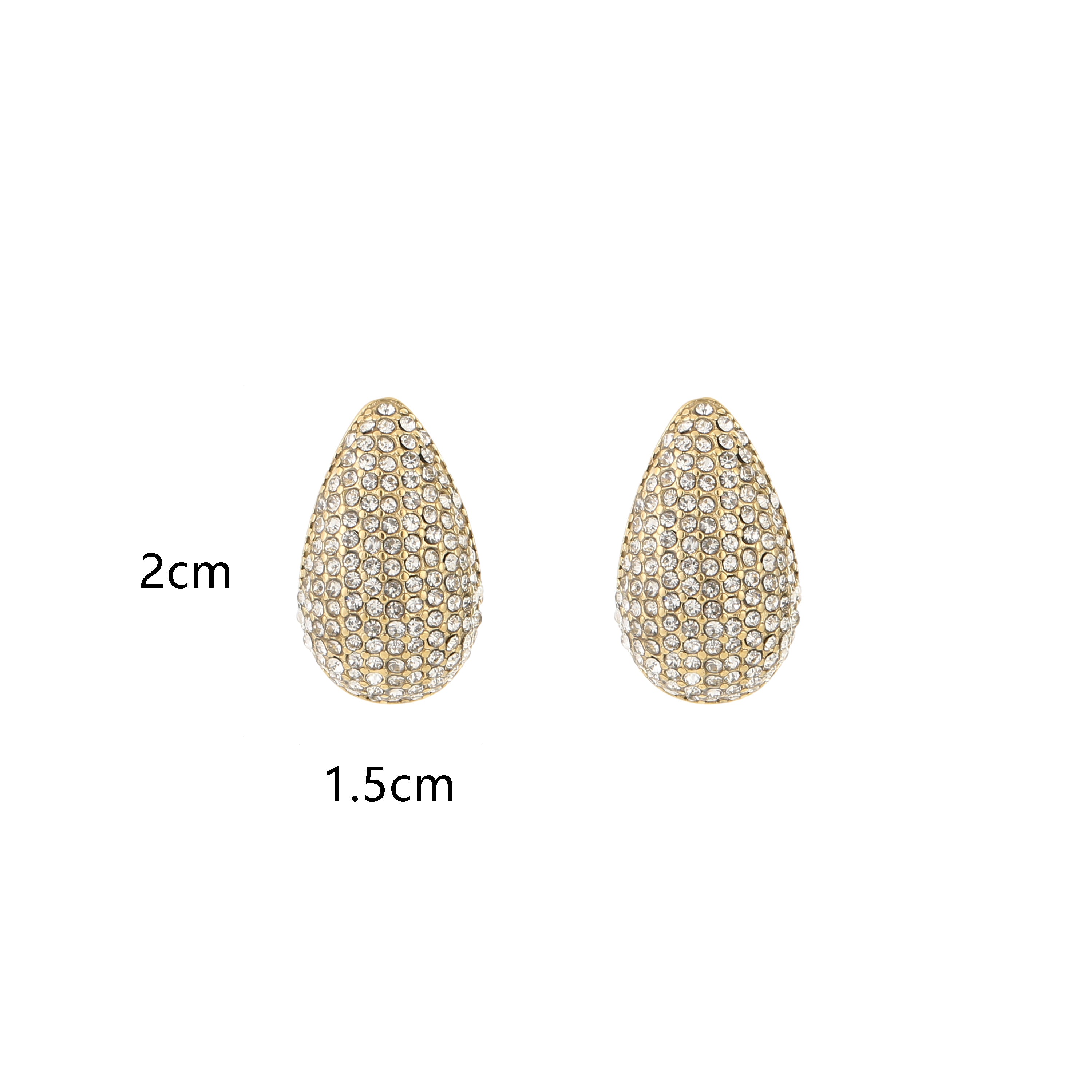 LORÈN gouden oorbellen met druppelvorm en zirkonia steentjes – stainless steel