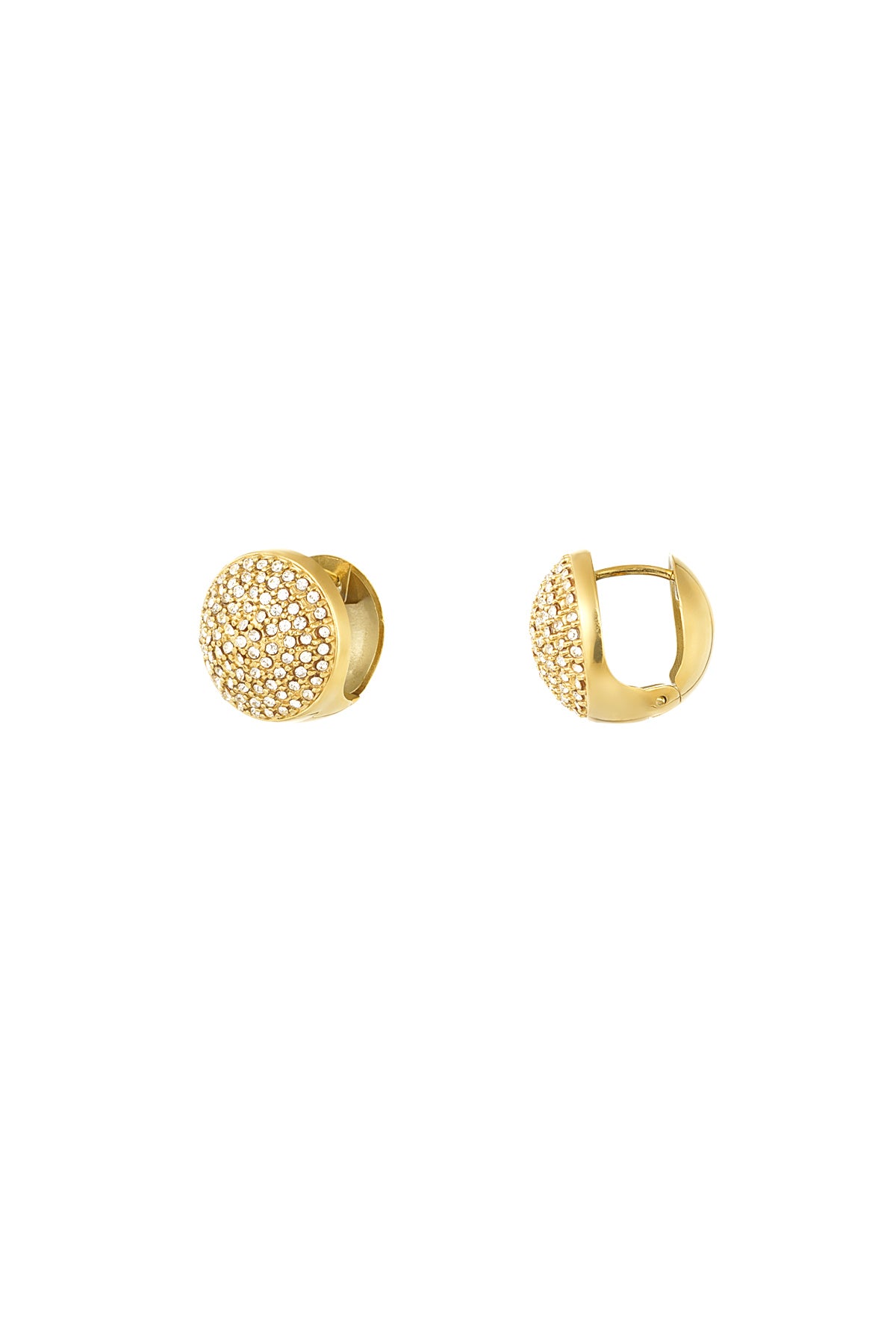 VIVIEN gouden stainless steel oorbellen met pavézetting van zirkonia steentjes