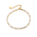 Goudkleurige stainless steel tennisarmband met zirkonia steentjes – Josie armband