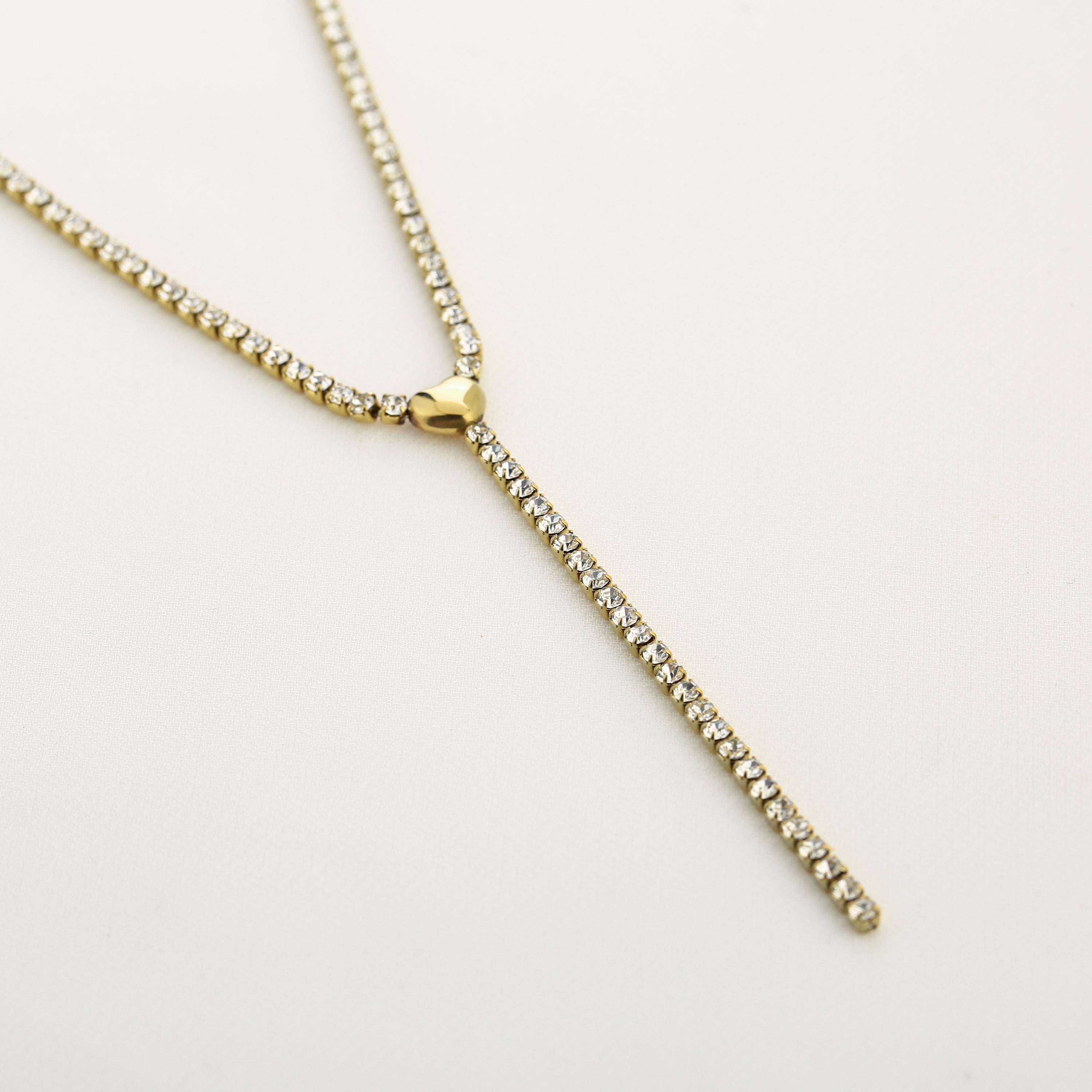Lovi stainless steel Y-ketting met hartje en zirkonia steentjes