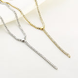 Lovi stainless steel Y-ketting met hartje en zirkonia steentjes