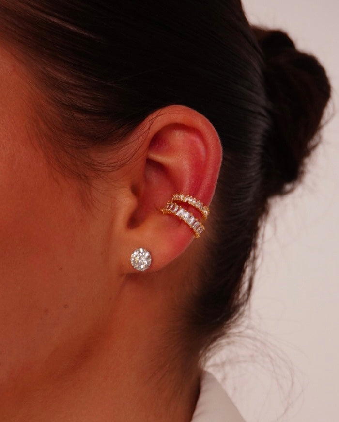 RAE verstelbare gouden earcuff met steentjes – stainless steel, geen gaatje nodig