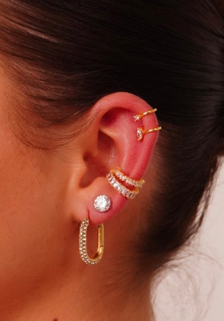 RAE verstelbare gouden earcuff met steentjes – stainless steel, geen gaatje nodig