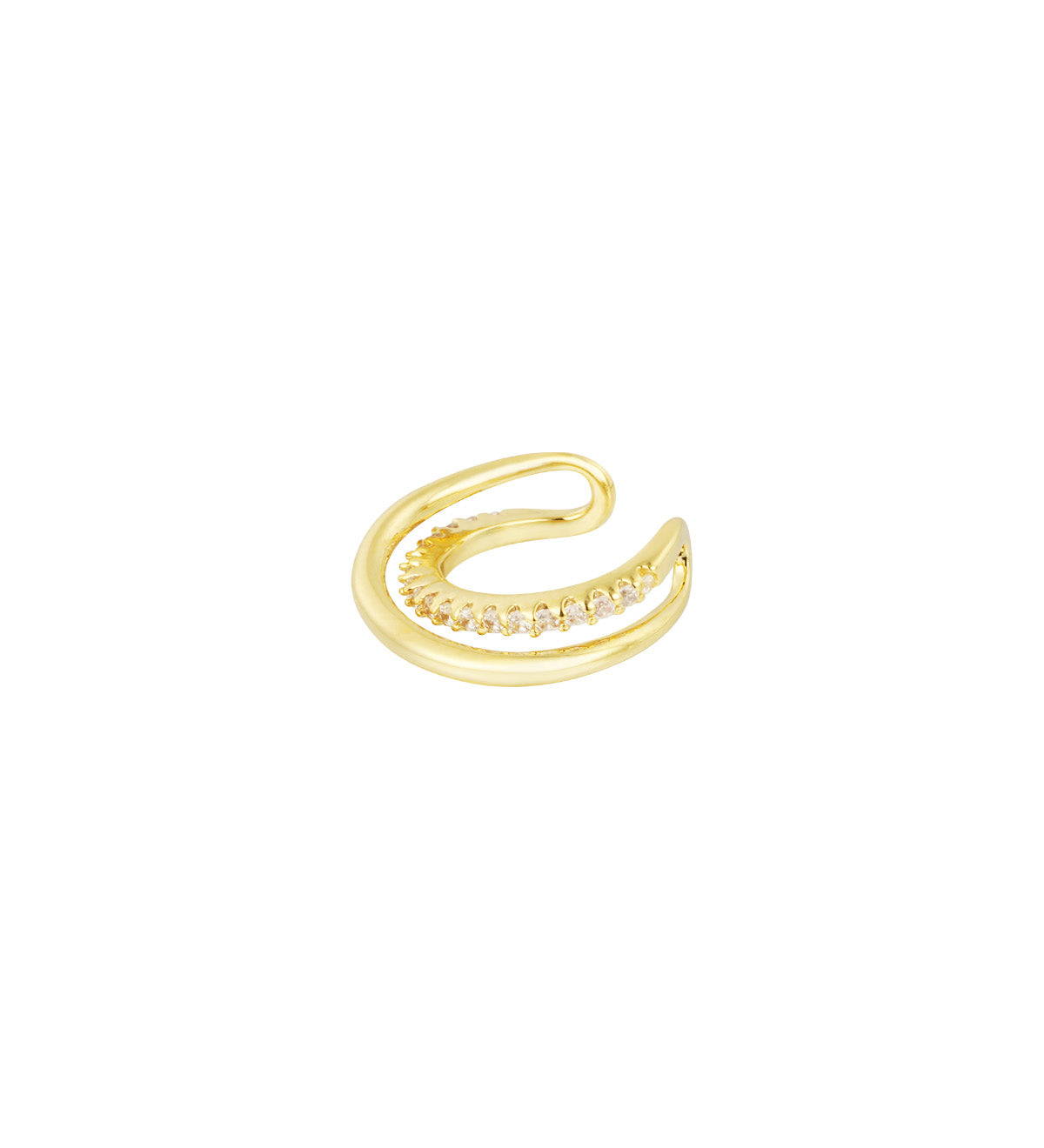RAFFI gouden earcuff met subtiele zirkonia steentjes – stainless steel, verstelbaar