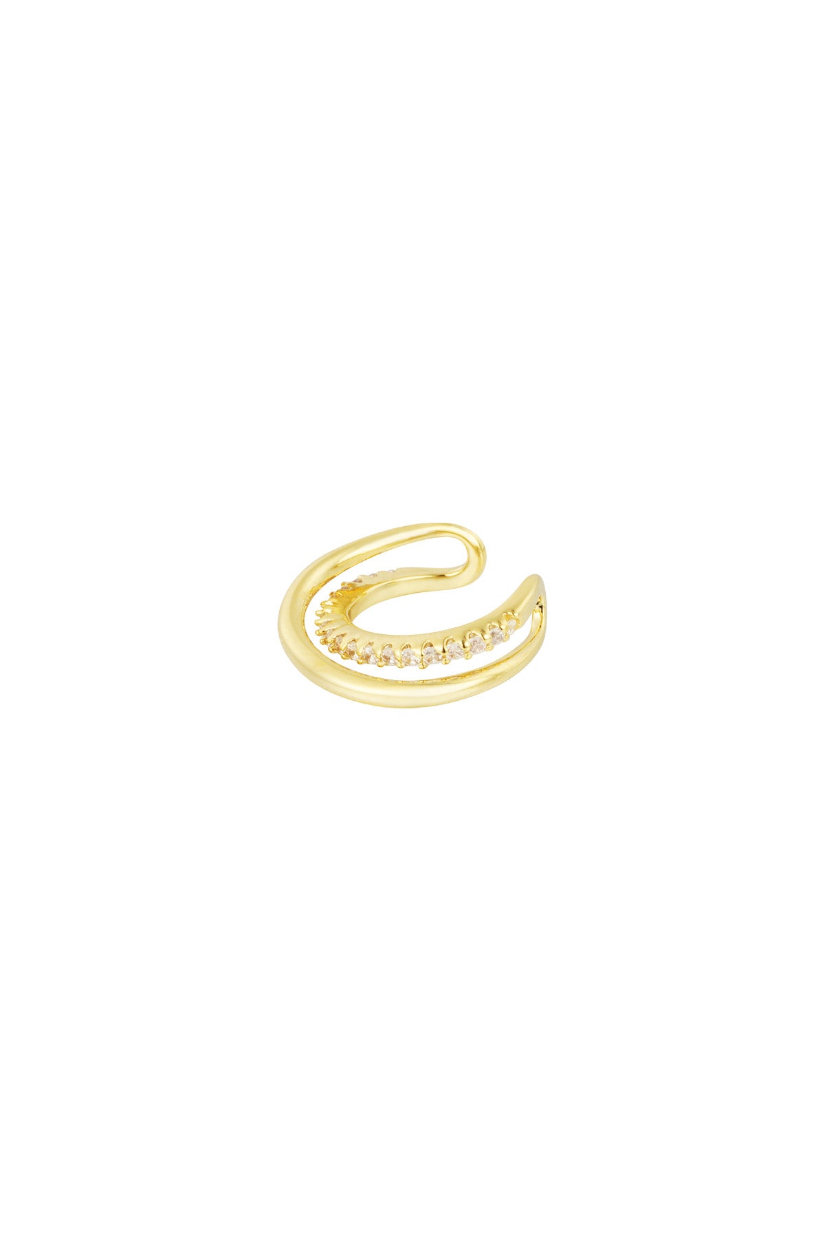 RAFFI gouden earcuff met subtiele zirkonia steentjes – stainless steel, verstelbaar