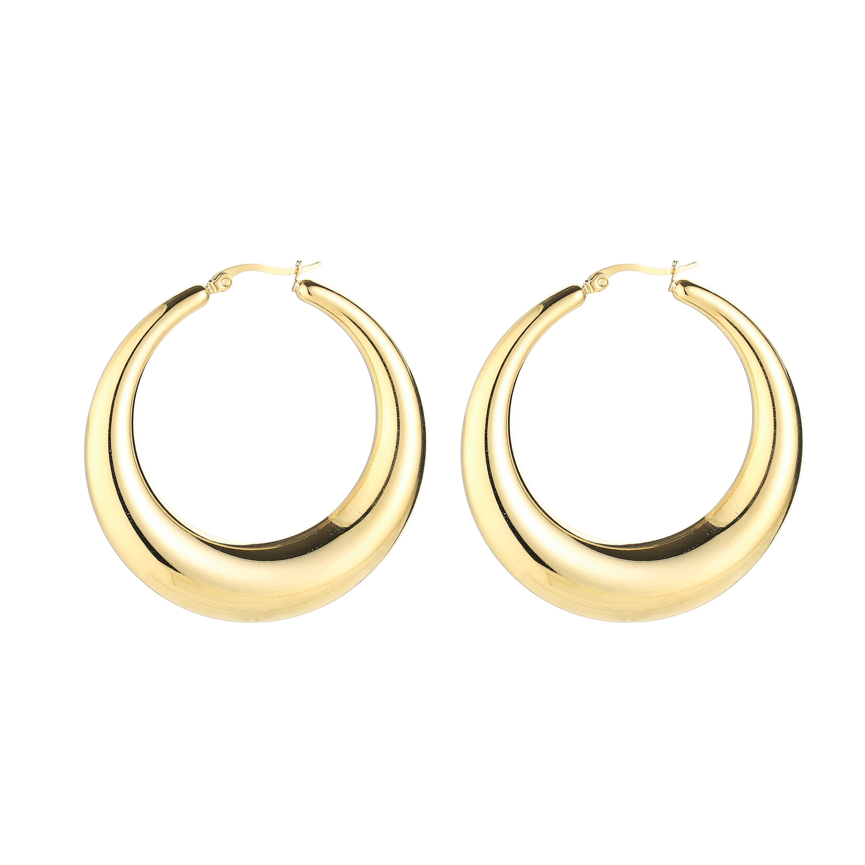 SOPHIA chunky gouden oorbellen met afgeronde vorm – stainless steel