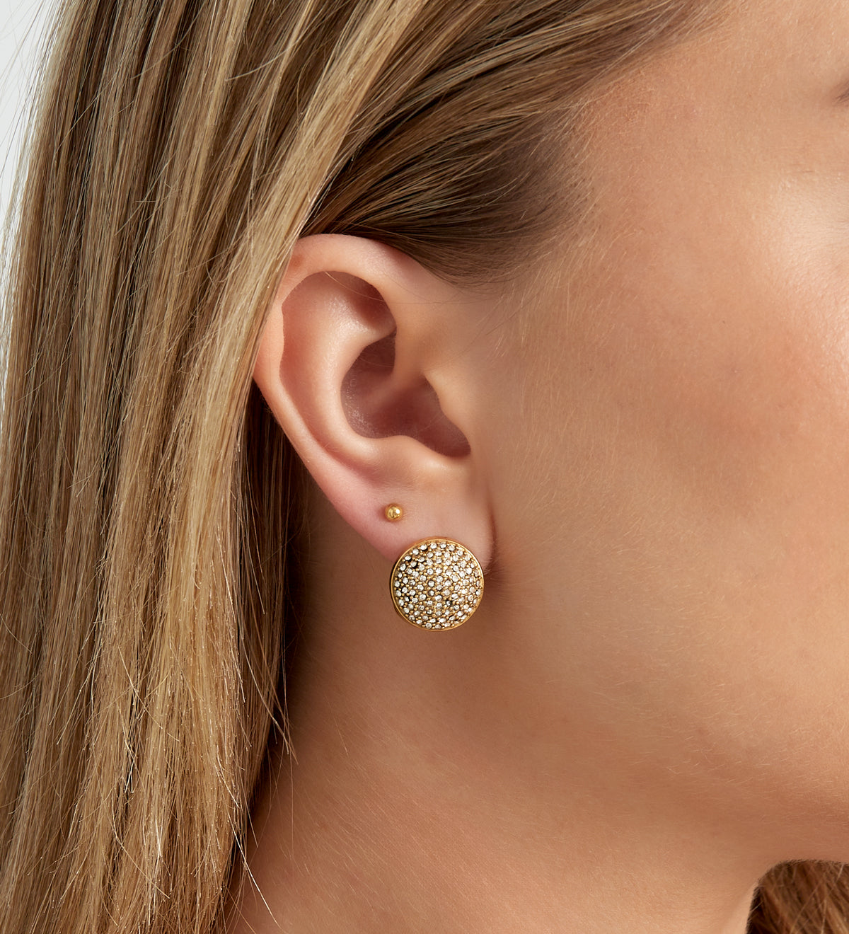 VIVIEN gouden stainless steel oorbellen met pavézetting van zirkonia steentjes