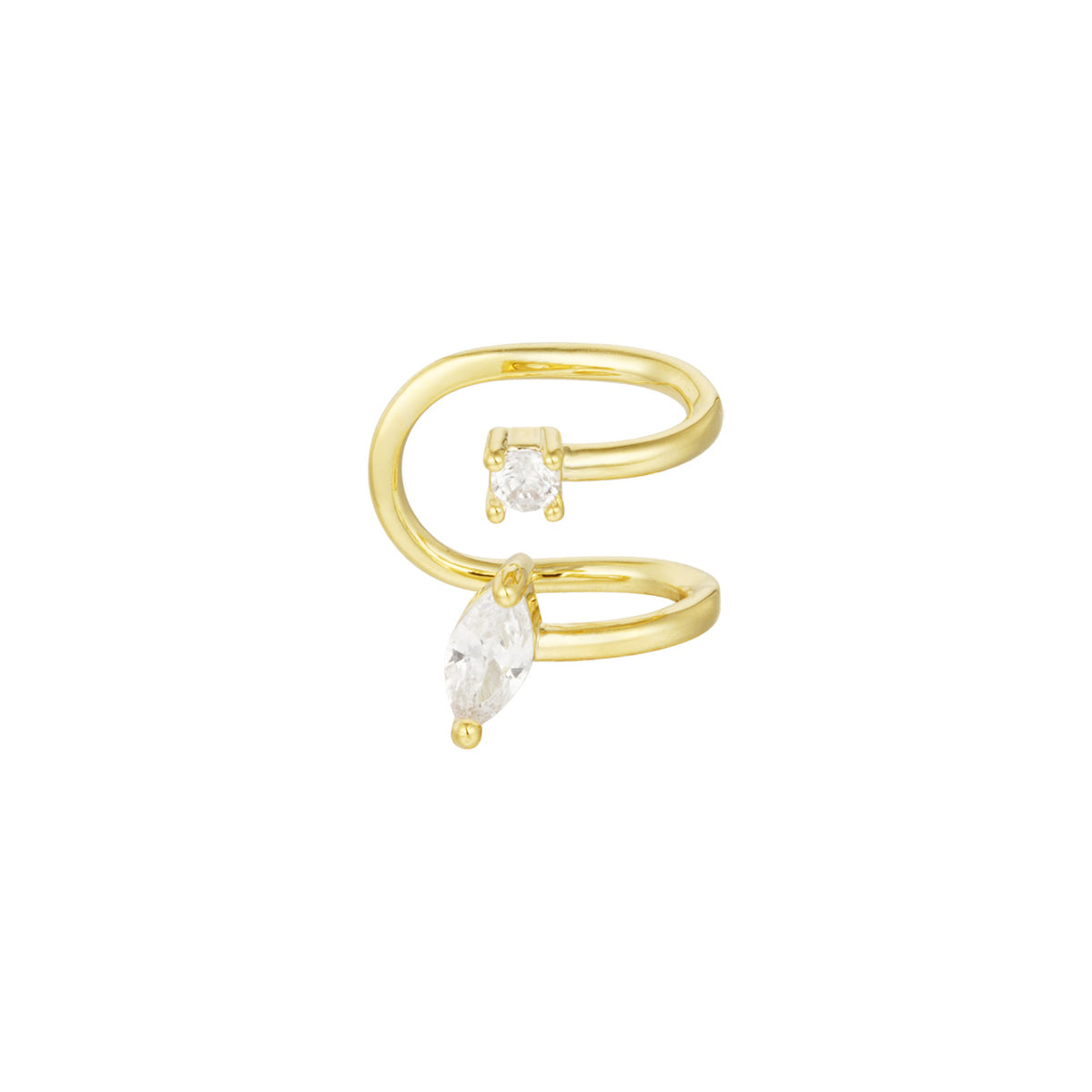 WOLFIE gouden stainless steel earcuff met dubbel bandontwerp 