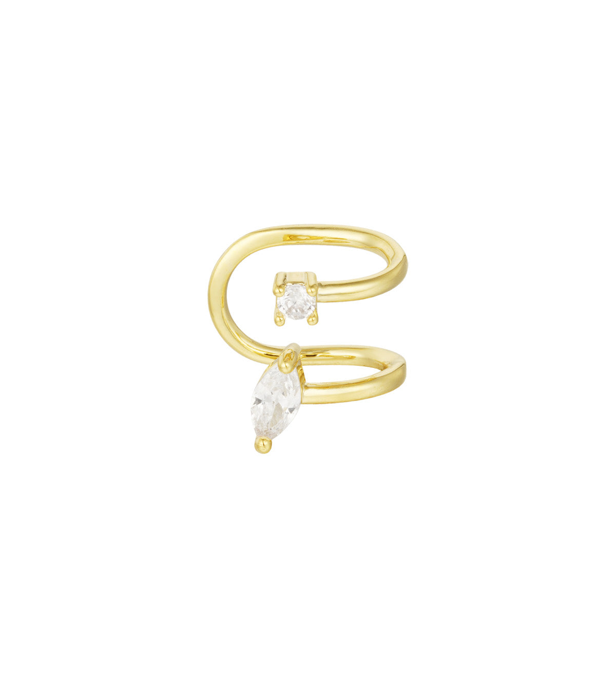 WOLFIE gouden stainless steel earcuff met dubbel bandontwerp 