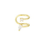 WOLFIE gouden stainless steel earcuff met dubbel bandontwerp 