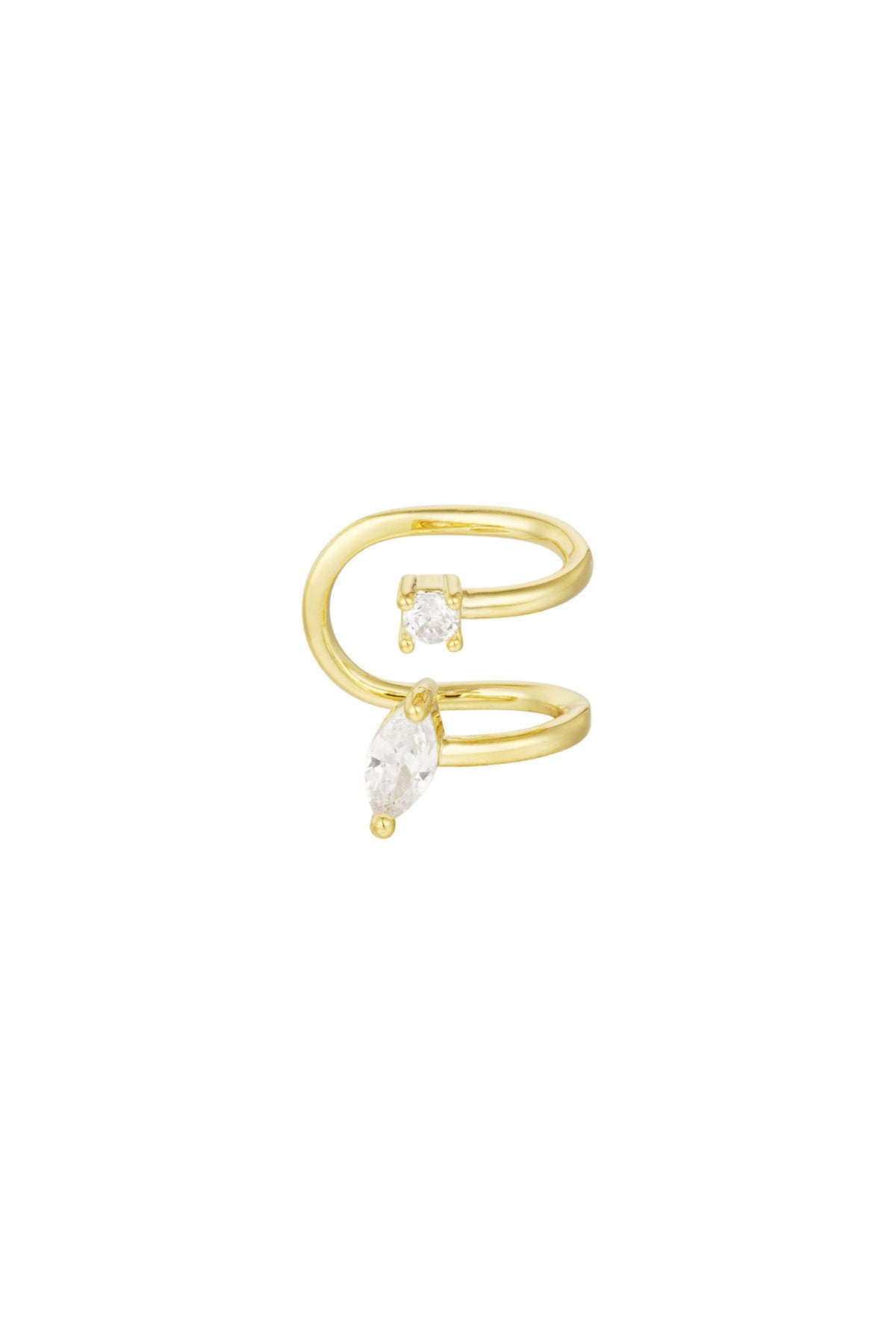 WOLFIE gouden stainless steel earcuff met dubbel bandontwerp 